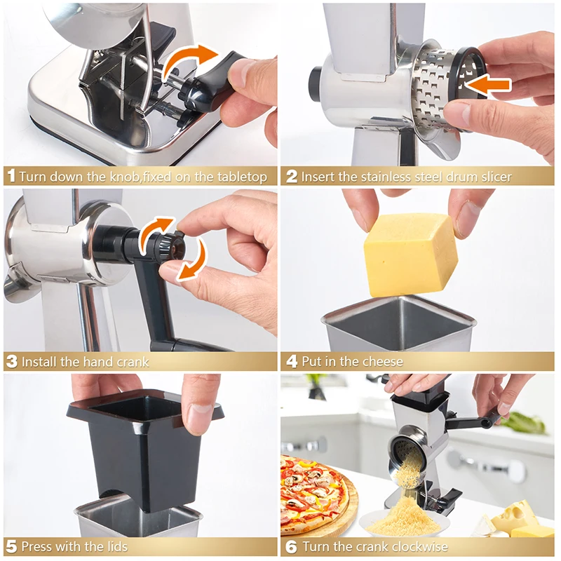 Multi purpose manual food vegetable grater slicer potato  cheese grater stainless rotary
