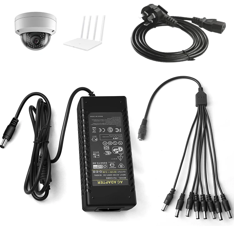 AC 100-240V DC/DC 12V 8A адаптер питания с сертификацией от 1 года до 8 разветвитель кабель для камеры безопасности системы аксессуары