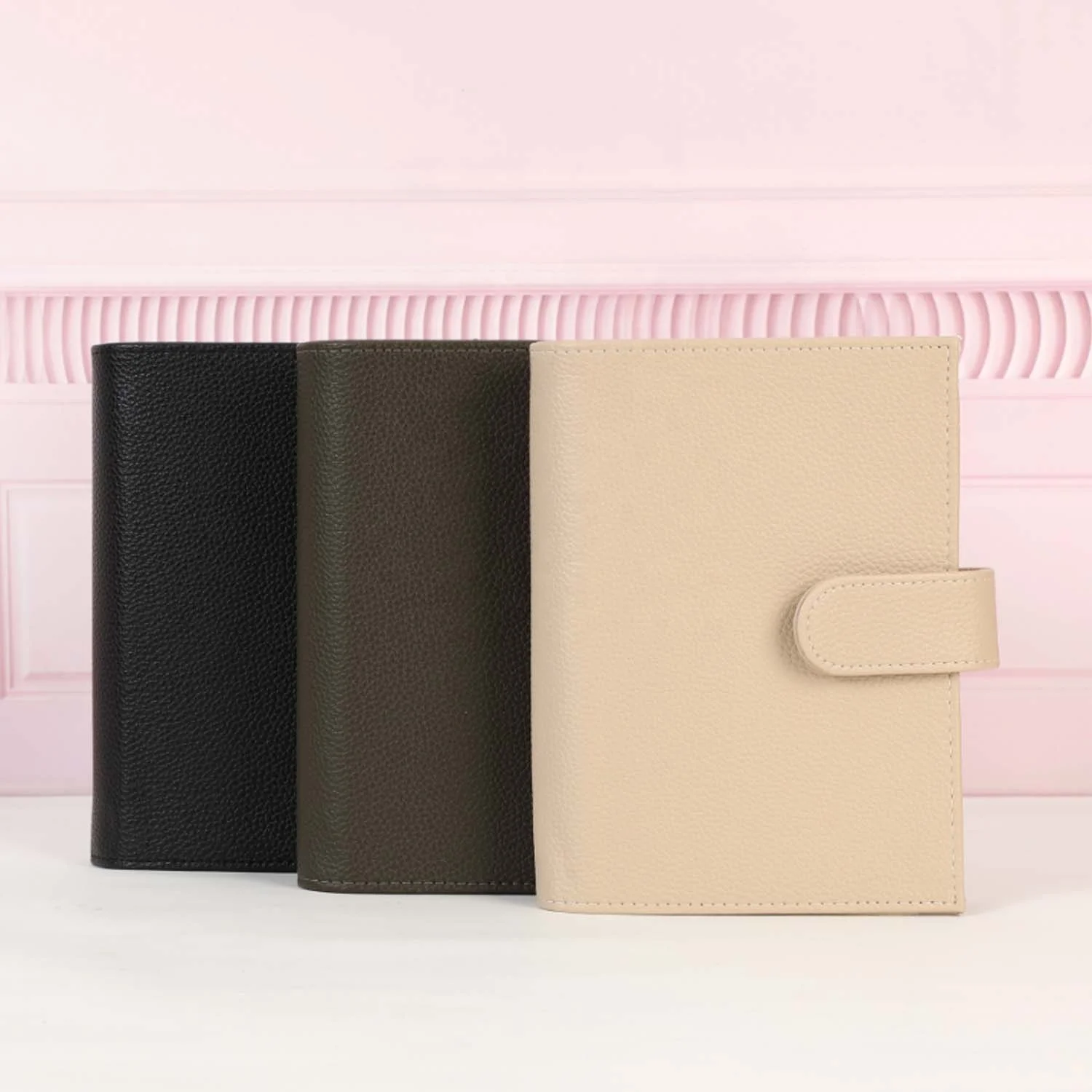 Hongbo Best Selling Christmas/Office/School Gift 13-Color Gold A6 Soft Litchi Leather Budget Binder Planner Wallet with Custom