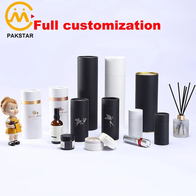 Wholesale recyclable and reusable round black cardboard cylinder white paper wine liquor bottle packaging box