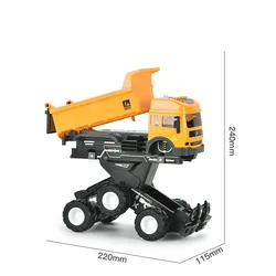 1:48 yellow mini dump truck toy construction truck excavators toy truck collision deformation with Light and music