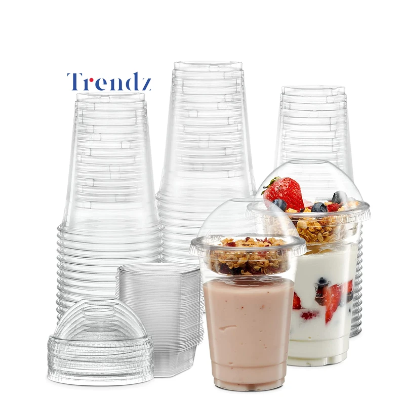 14oz 16oz 20oz 24oz Logo Custom Printed Clear PLA PET PP Drink Bubble Tea Disposable Plastic Cups Coffee Cup With Lids