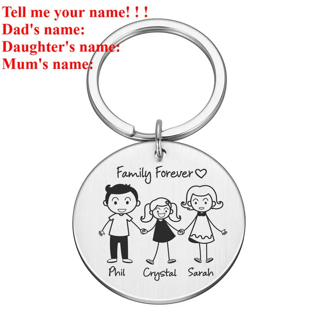Family Love Keychain Customized Name Personalized Keyring Gift for Him Parents Children Present Bag Charm Families Member Gift