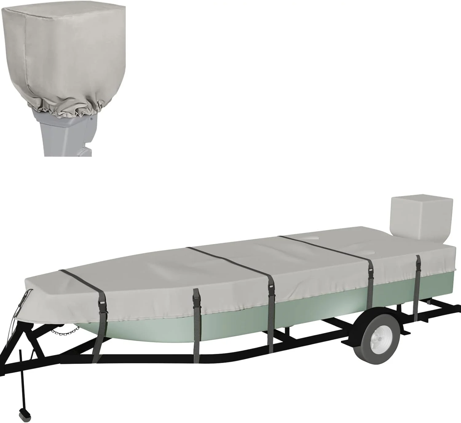 Heavy Duty Oxford Anti-UV Waterproof Marine Grade Canvas Trailerable Boat Cover With Motor Cover