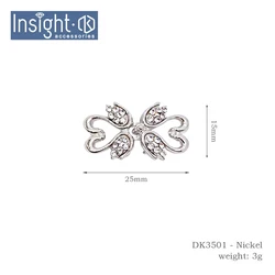 25*15mm Hot Garment Accessories Metal Buckles Double Wings Rhinestone Pair Buckles For Wedding Invitation