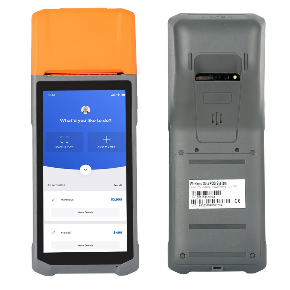 Электронный умный терминал оплаты Мобильный Pos gps NFC wifi 4G LTE для ресторана/быстрого питания