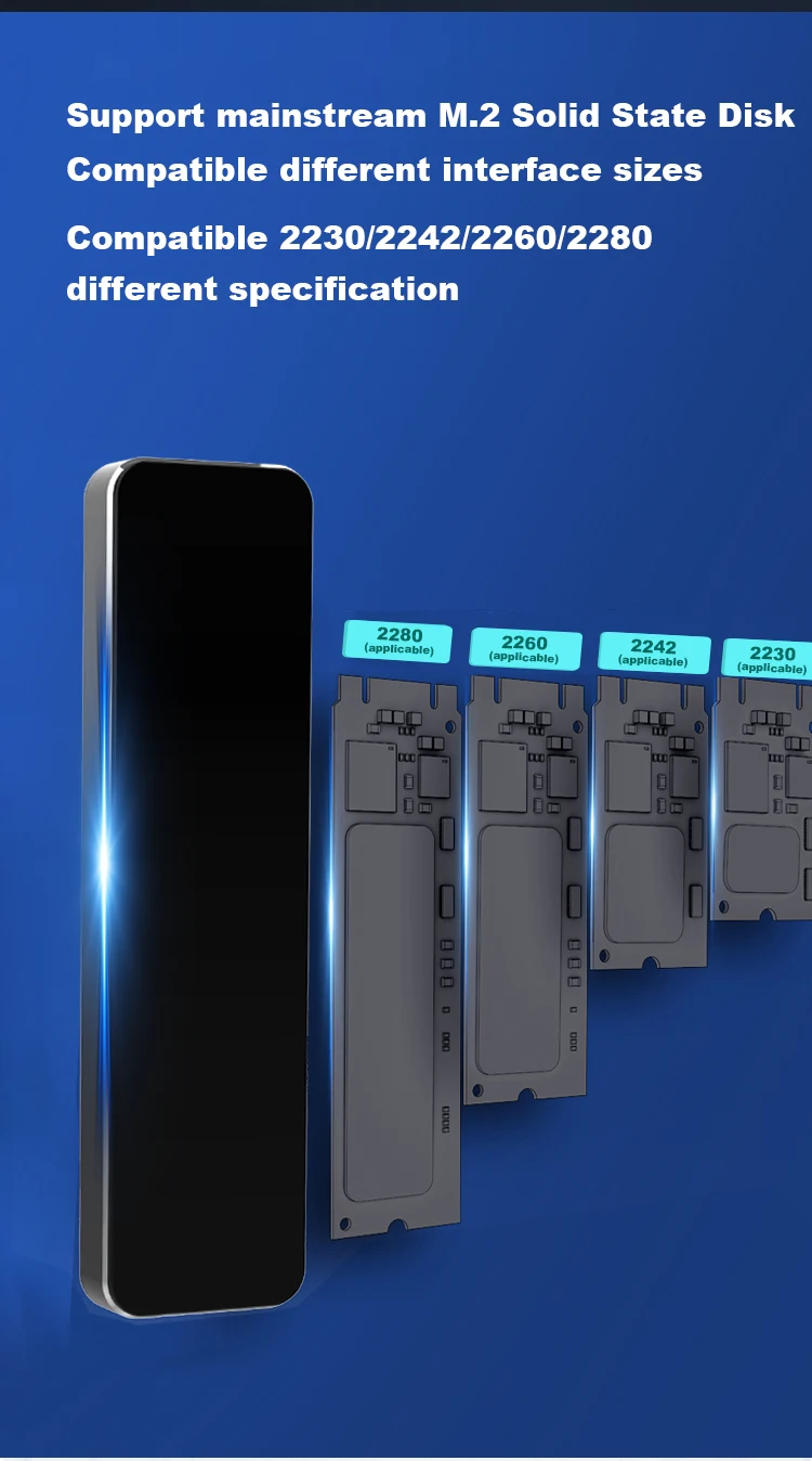 Aluminum M.2 to USB NVMe SSD Enclosure Reader,  USB 3.2 Gen 2 10Gbps NVMe PCI-E 10Gbps  M-Key Solid tate Drive  External Adapter