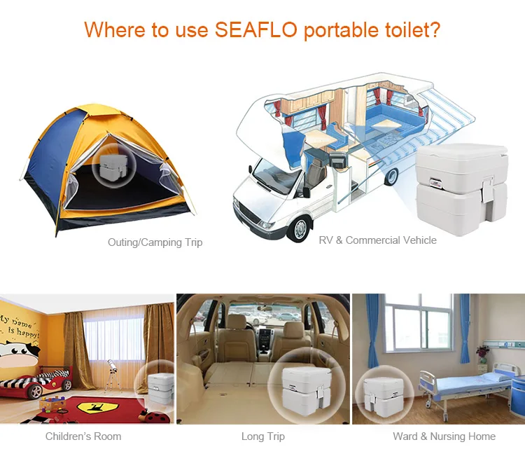 SEAFLO 20L Luxury Mobile Portable Bathroom Toilets Shower Van with Sink 10L Caravan Trailer Plastic Toilet Seat