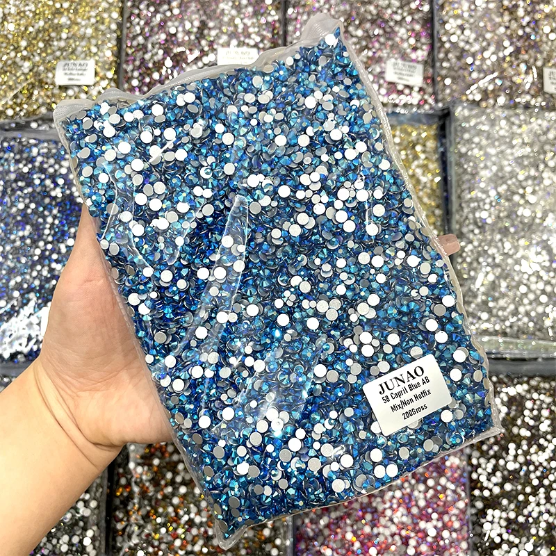 JUNAO 200 Gross Moon Shade Flatback Nail Stones Glass Rhinestone Mix Size Glass Crystals Bulk Wholesale For Craft Manicure
