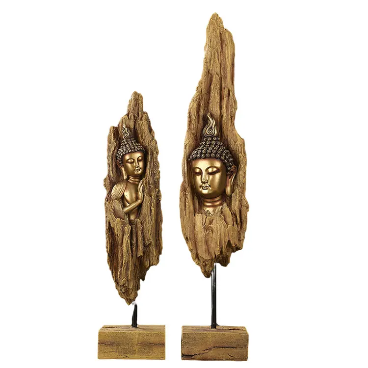 Креативная Спящая статуя Будды Jiayi с деревом и пеньком для украшения крыльца дома