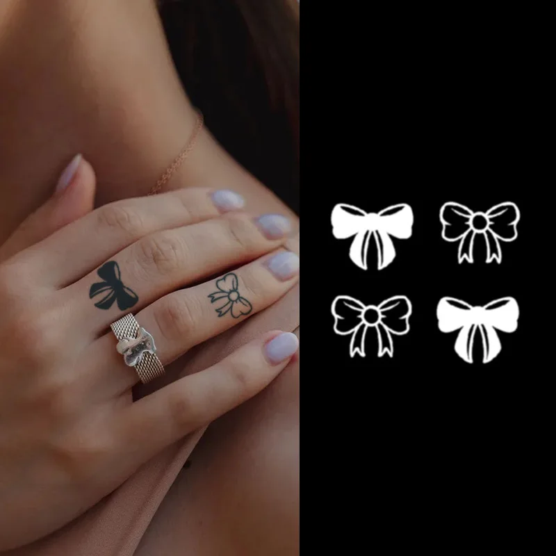 Little bow Custom temporary henna Tattoo sticker stencil hand tattoo with flower Logo black waterproof  vinyl pvc Tattoo sticker
