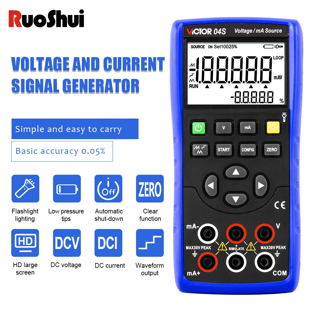 VICTOR RuoShui 04S HIGH-PRECISION DIGITAL Voltage/mA Source 10V Voltage Output 30mA Current Simulation Calibrator 0.05% Accuracy