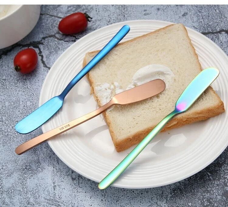  Multi-Color Stainless Steel Butter Knife spreader applicator Breakfast For Soft Cheeses And
