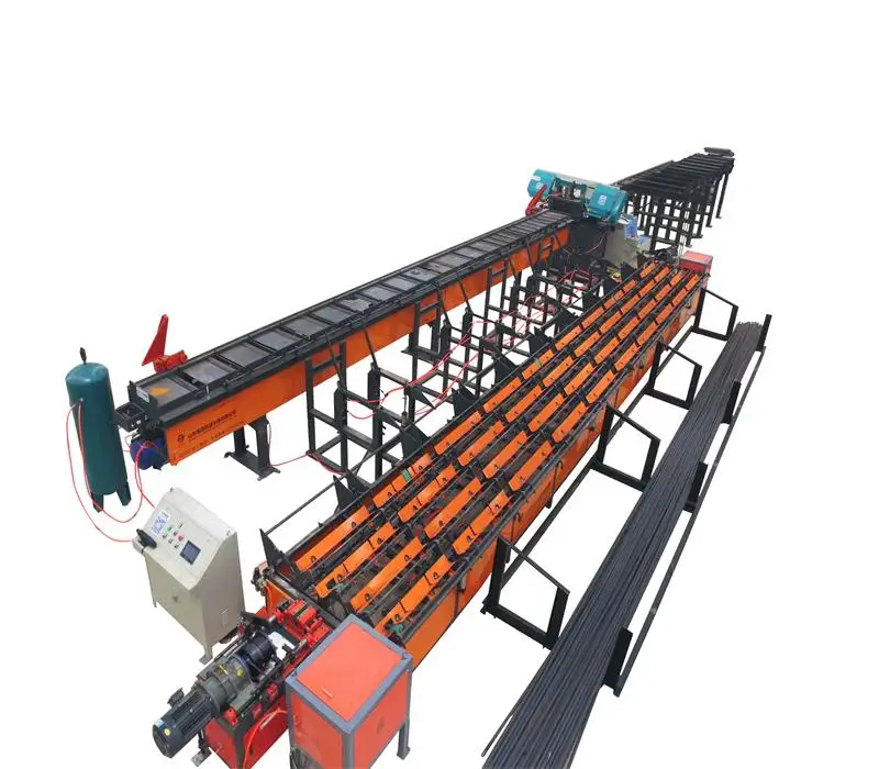 cnc automatic rebar saw cutting threading production line