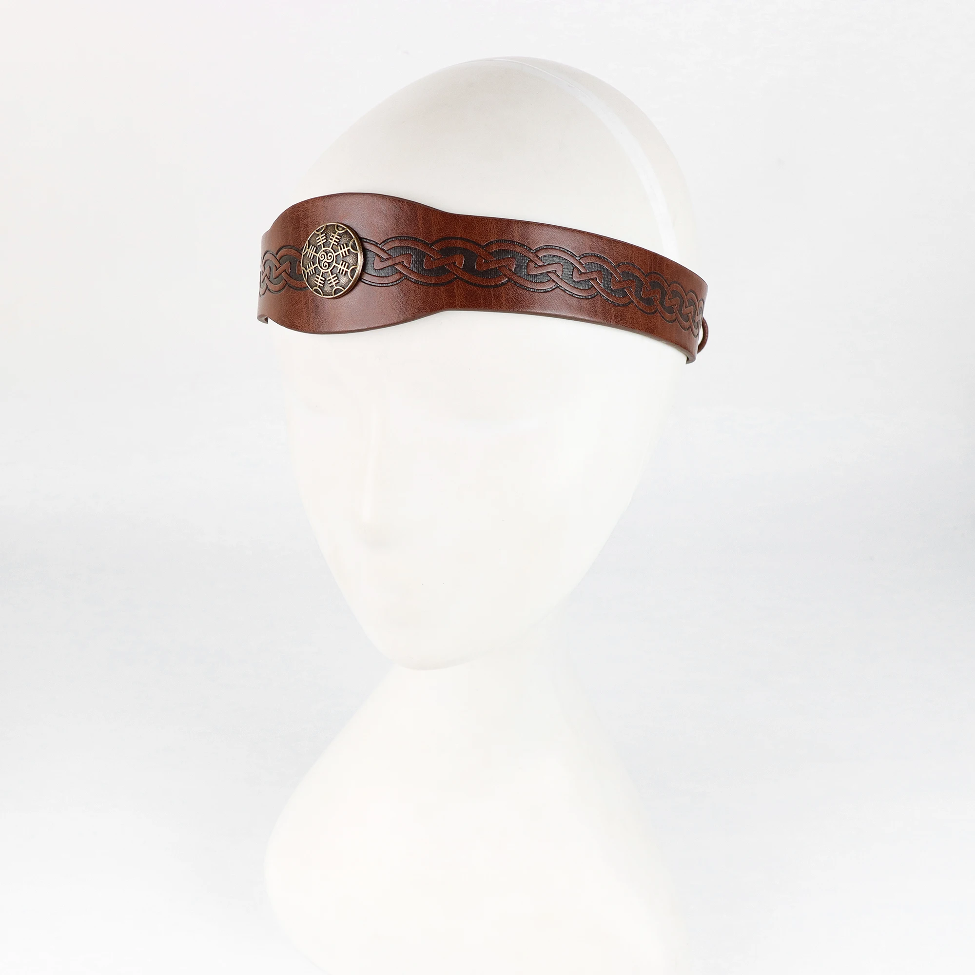 Medieval Embossed Faux Leather Headpiece, Retro Renaissance Adjustable Headband, Cosplay Costume Accessories