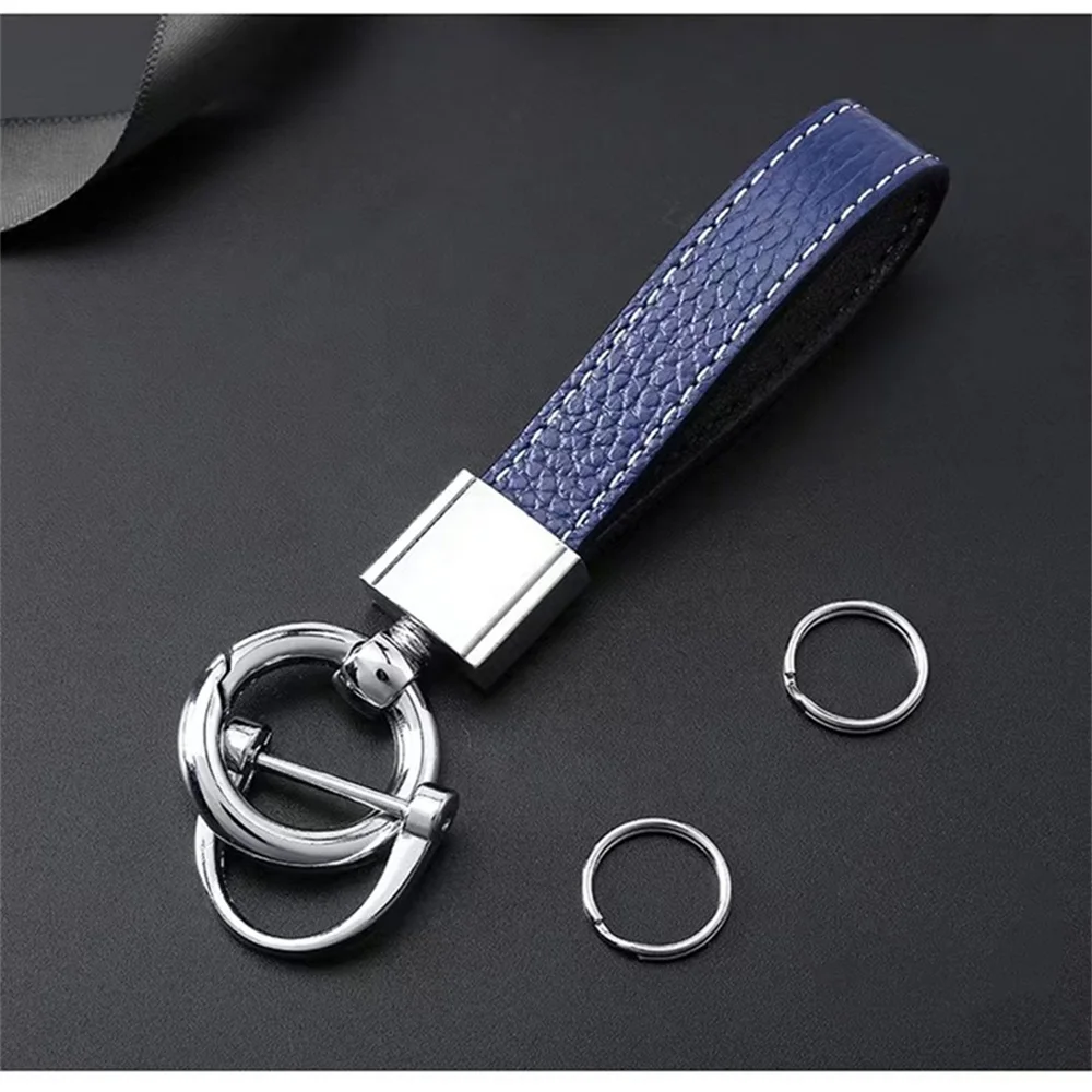 Red Braided Premium Leather Key Fob for Car Keys 360 Degree Rotating Holder Custom Logo Engraved Micro Leather Keychains