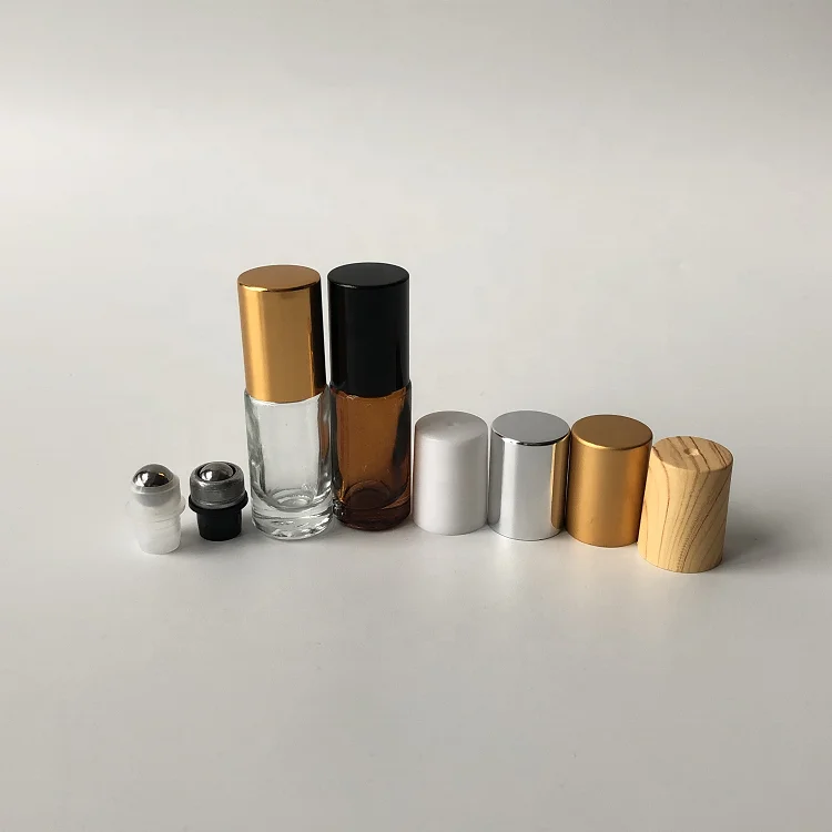 5ml 10ml 15ml Glass Fragrance Oil Rollon Bottle Brown For Lip Balm Oil Roller Ball Insert Roll On Tube