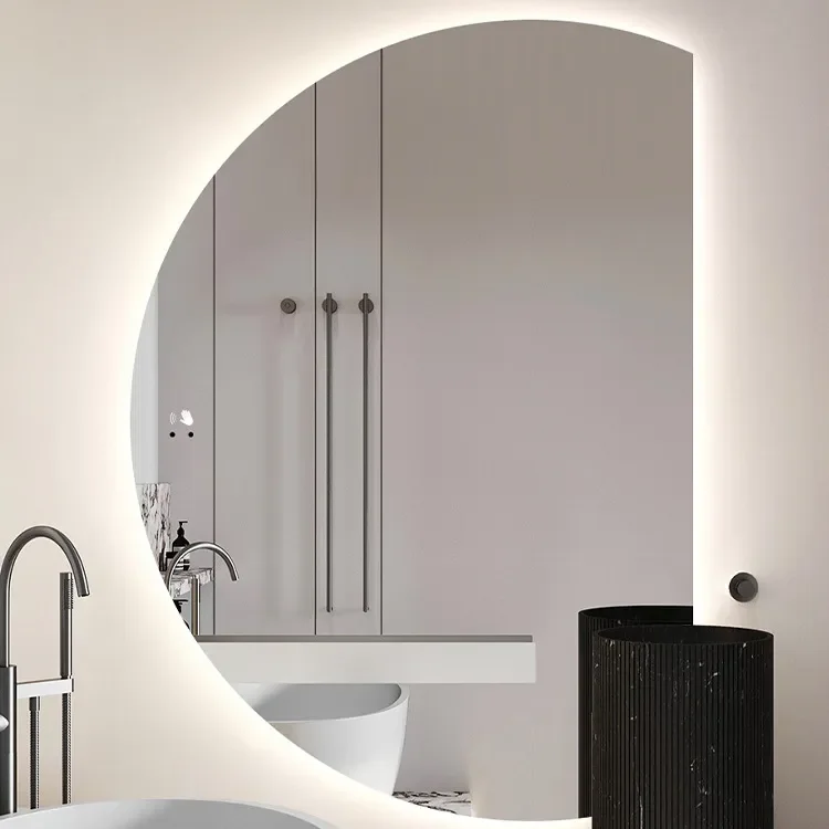 half circle decorative wall LED backlit bathroom mirrors with backlights in modern home semicircle half round mirror