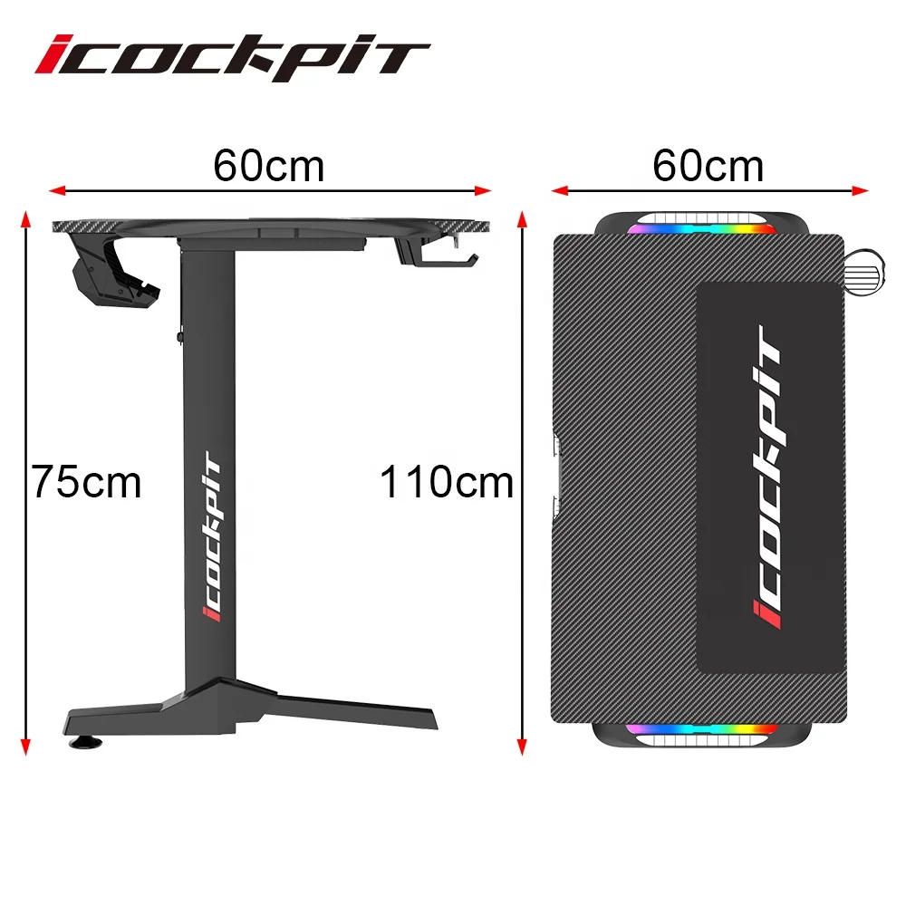 Saitu New Design Professional Gaming Light Desk L Shape Computer PC Table Escritorio Gamer Rgb Gaming Desk with Free Mouse Pad