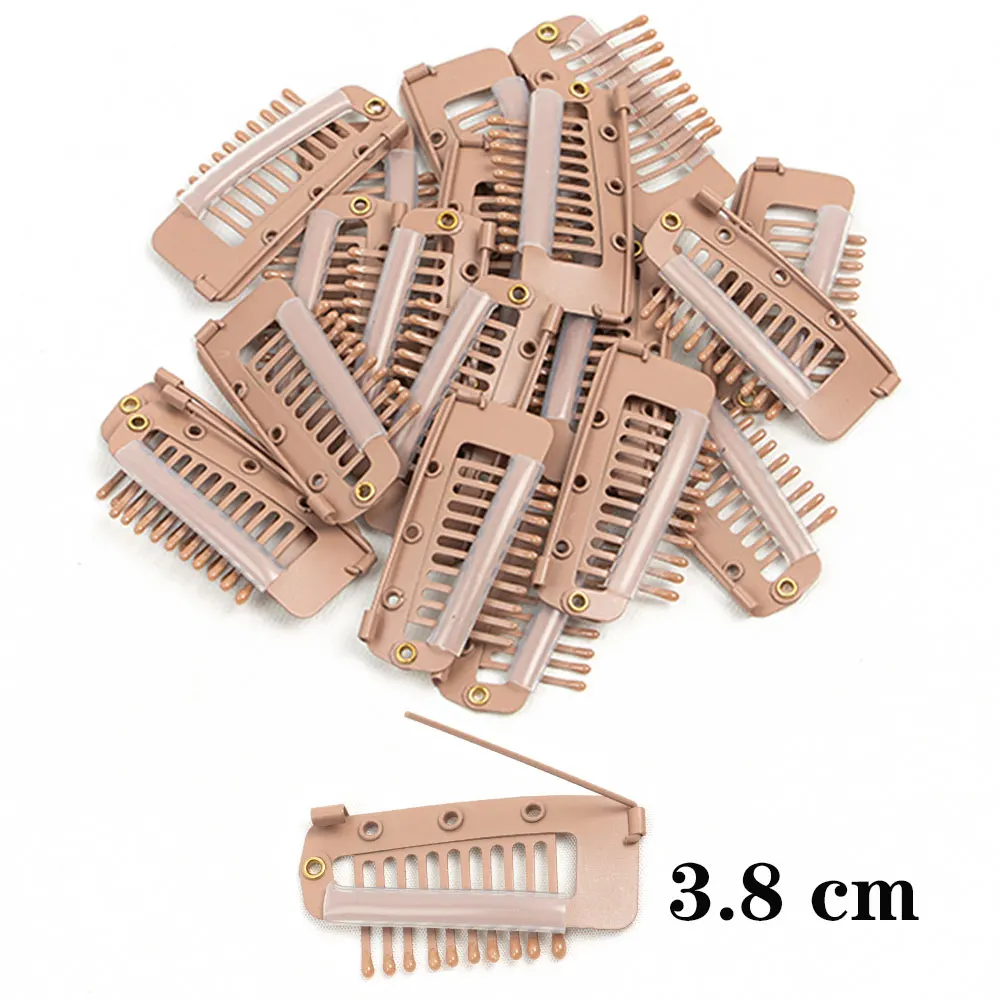Hair Extension Snap BB Clips with safety Pin for Wig Weft Salon Grip Metal Ten teeth Beret Top hat antiskid Clip