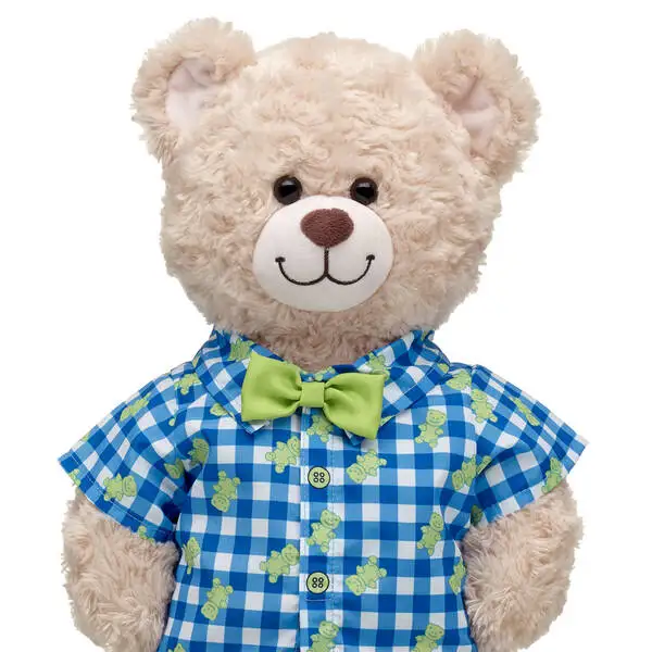 Customized Teddy bear clothes, Plaid Frog Shirt with Bow Tie