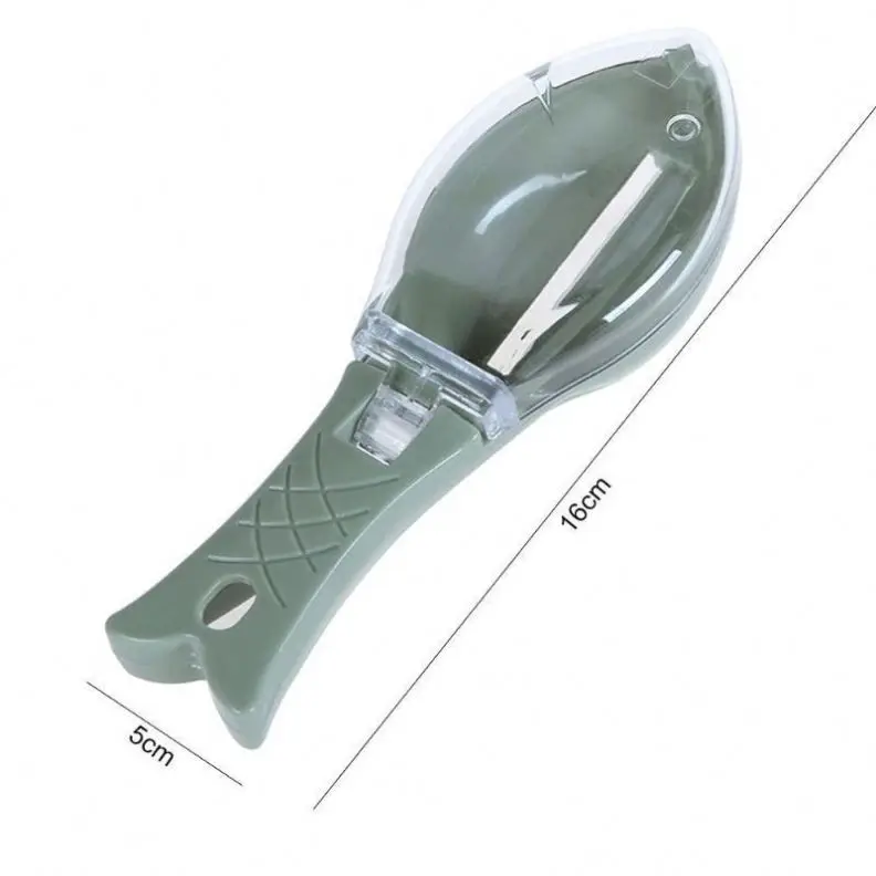 Plastic Fish Scale Remover with Lid Kitchen Fish Scraper Tool Cleaning Fish Skin Brush Scraping Graters