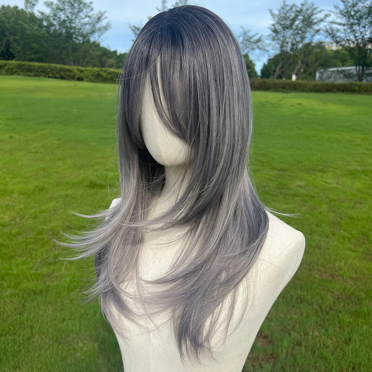 Cosplay long light blue wave synthetic fiber hair wig man woman boy girl SM254