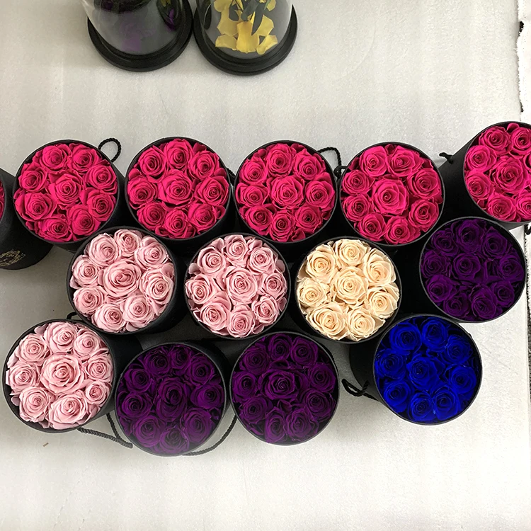 Custom Making Eternal Forever Flower Preserved Real Roses In Black Box Lasting Perfect Gifts For Valentine