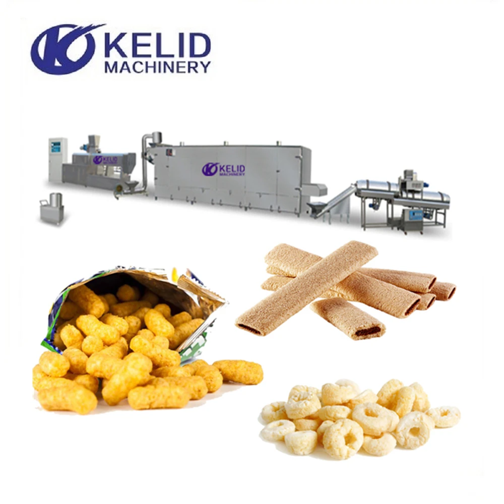 Automatic Inflating Sweet Corn Scale Processing Puffed Making Twin Screw Extruder Core Filled Small Snack Food Machine