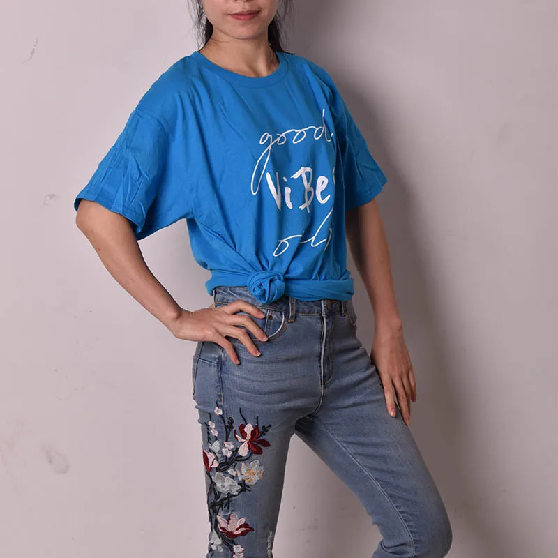 2022 Eaglestar Best Quality Custom Design Short Sleeve Cheap Polyester Cotton Blank Printed Promotional Women T Shirt