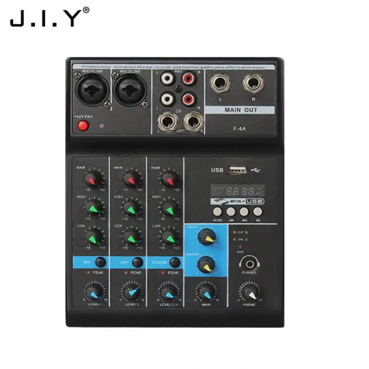 J.i.y F-4A Amazon горяч-продавая оптовая продажа с фабрики Dj контроллер цифровой консоль USB карман 4-канальный аудио профессиональный