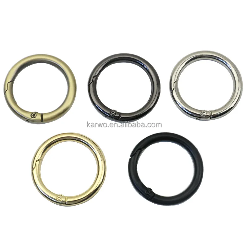Karwo zinc alloy spring ring clasp gate circle round carabiner spring o ring clip