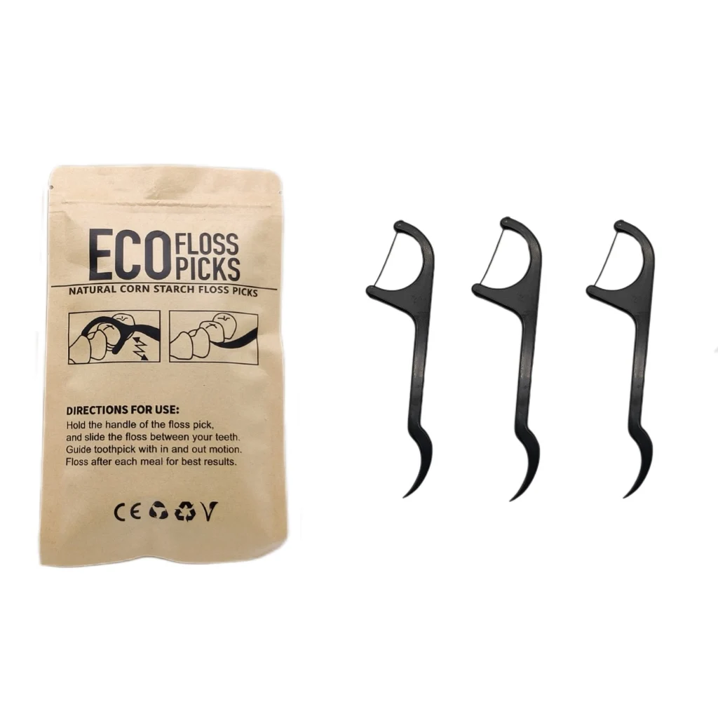Distinctive New Design Widened Handle Compostable And Degradable Dental Floss Picks In Diverse Colours For Gardeners