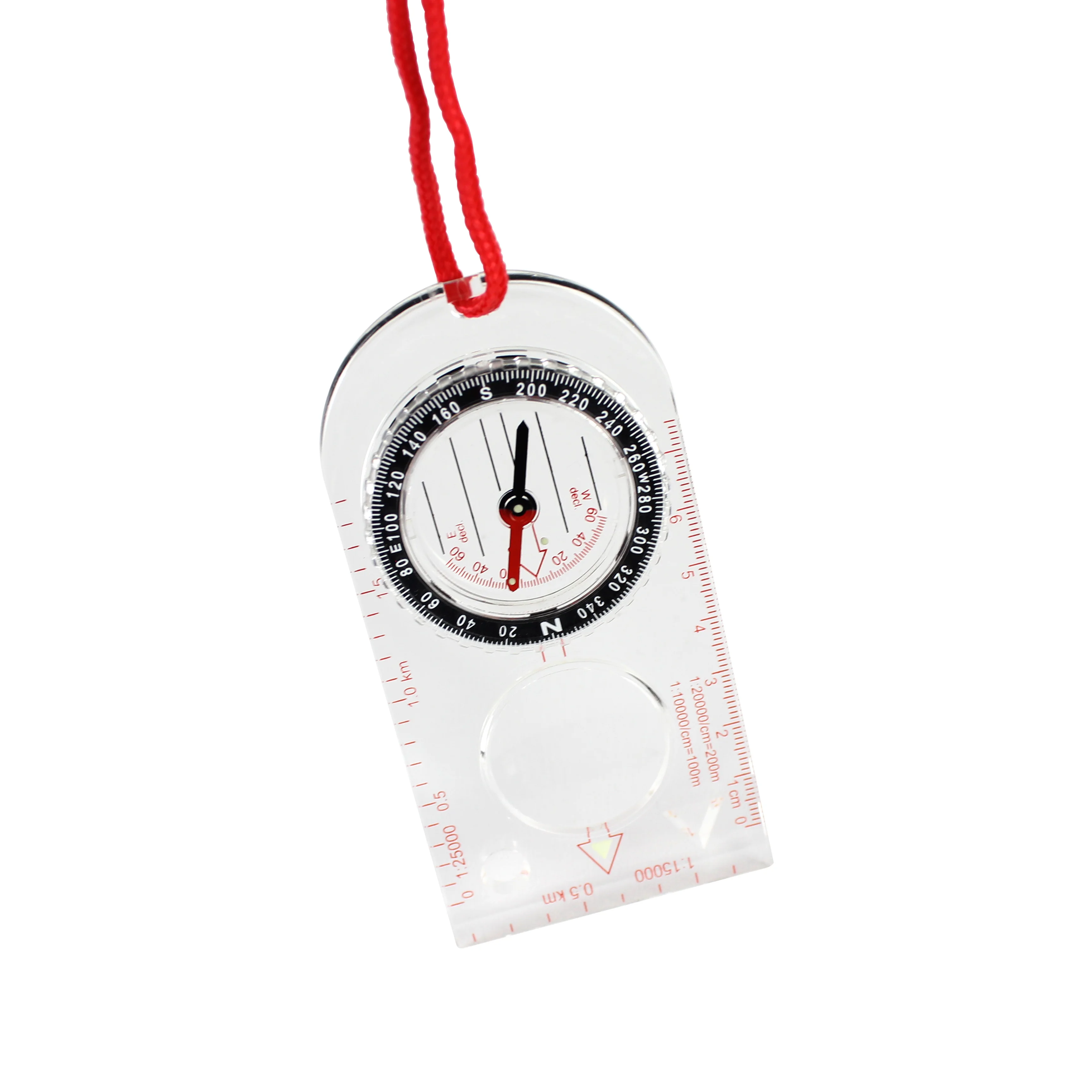 Portable Pocket Size Scout Compass Map Ruler Magnifier Compasses For Hiking, Geometry Compass With Adjustable Lanyard And Hole