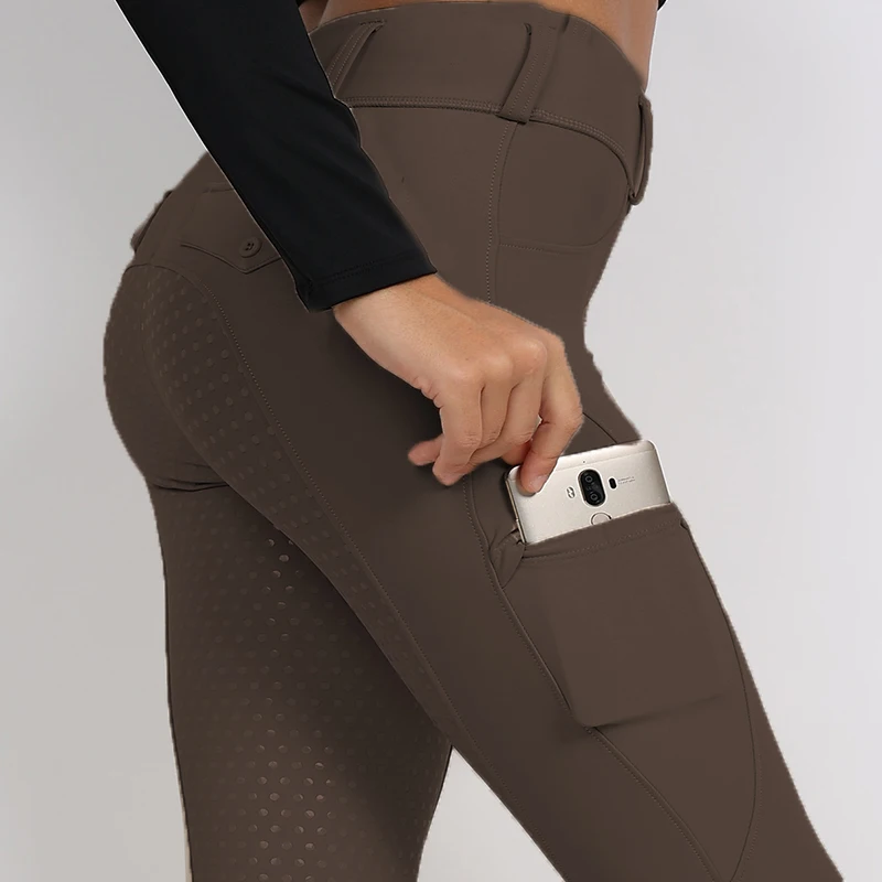 Modern Style Female Breeches Equestrian Silicone Legging Riding Tights Pants Horse Equestrian Jodhpur Khaki S