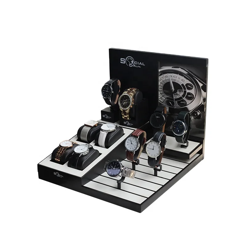 Counter Top Oem Exhibition Window Watch Display Stand Set Customized Watch Display Counter Rack Smart Watch Display Stand