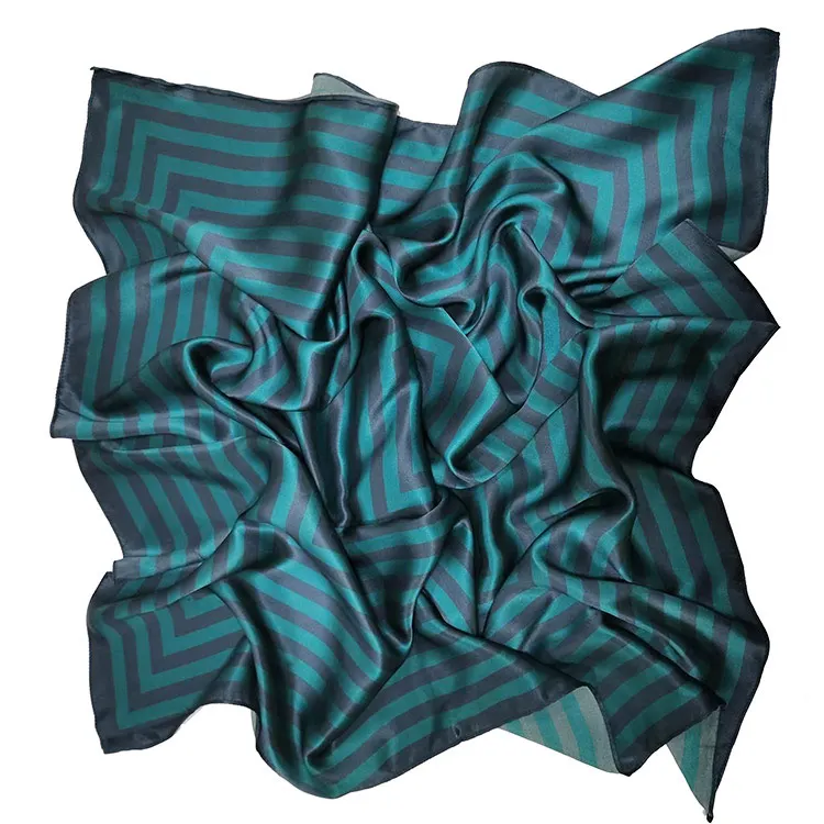 Custom silk scarf for women black striped silk scarf custom printing 100% silk charmeuse scarf
