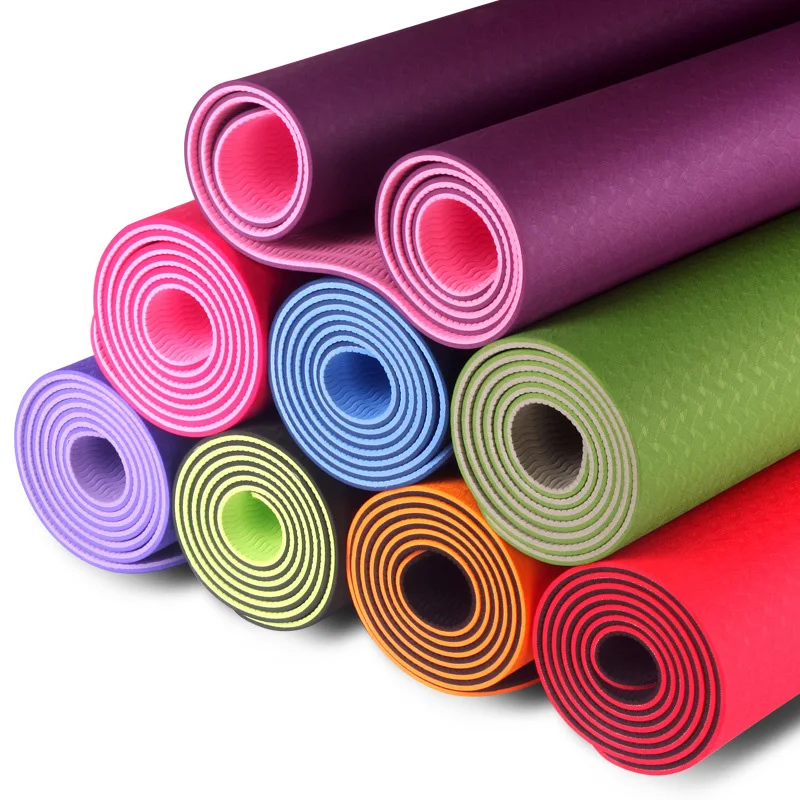2021 Lulu lemon rubber yoga mat manufacturer customized color purple yellow tpe 6mm foam yoga mat with image
