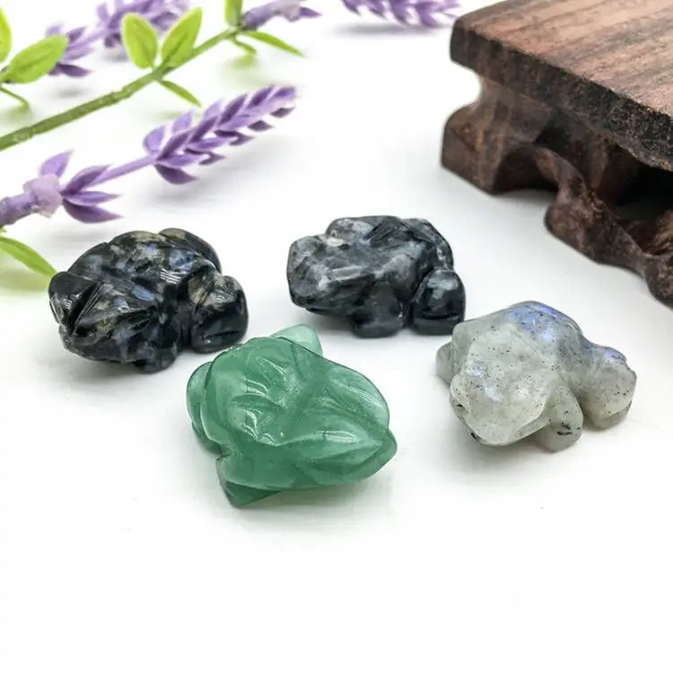 Wholesale Natural crystal mini carving Hand Made clear quartz frog heading crystal mini animals for home decoration and Sale