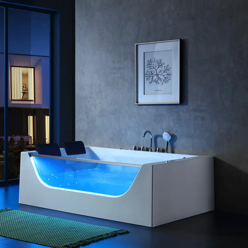 sea view window two person indoor BATH TUB acrylic Bathtubs Whirlpools with faucet and two pillows