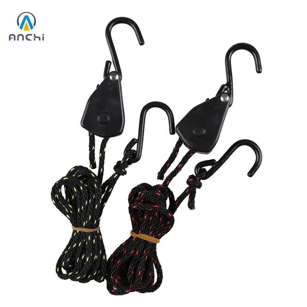 1 pair 1/8 2m light duty ratchet rope tie down 34kgs breaking