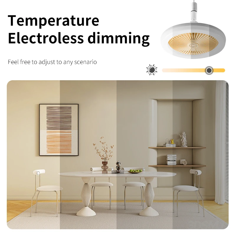 Modern indoor low power dimmable Bass LED fan bulb 360 Rotary remote control E27 ceiling fan lighting fan  bulb