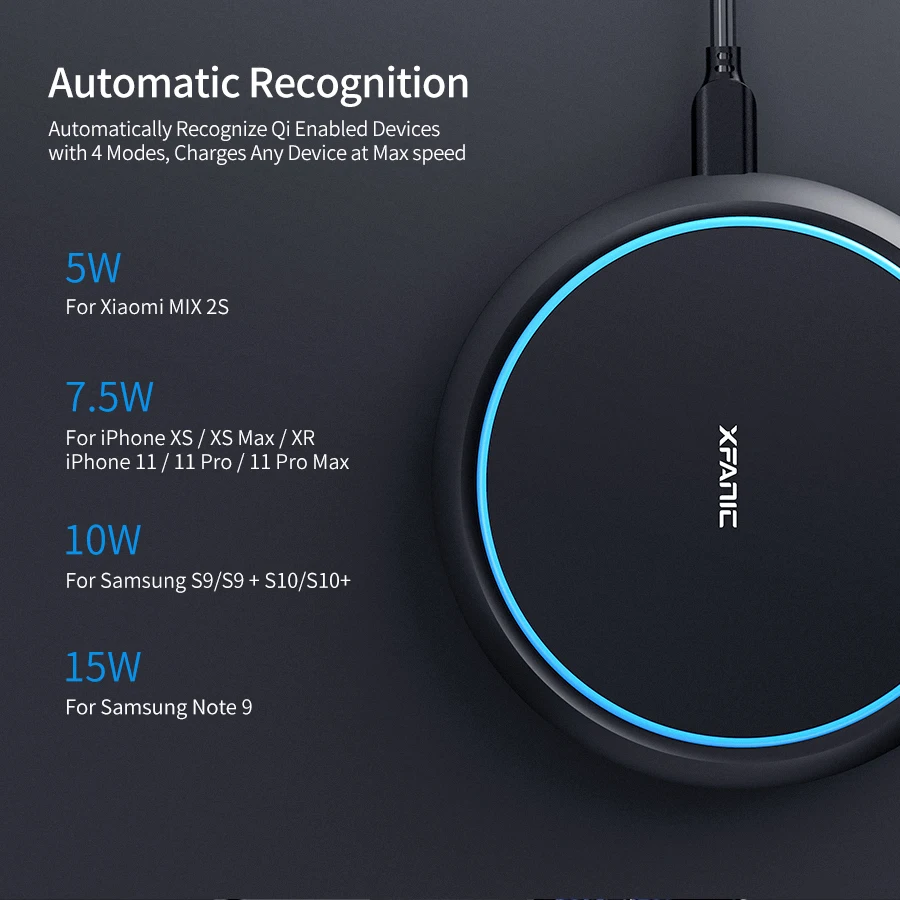 Fantasy Wireless Portable Chargers 15W Fast Charging with Built-in NTC Automatic Temperature Sensing Function