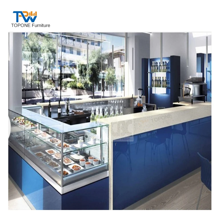 New design English pub blue LED lights decoration curved acrylic bar counter