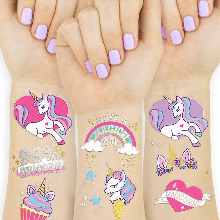 Nicro New Products Party Decoration Rainbow Kid Glitter Tattoos Stickers Unicorn Party Favors