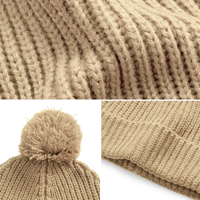 Cozy Chunky Winter Infant Toddler Kids Beanies Newborn Baby Pom Knit Hats