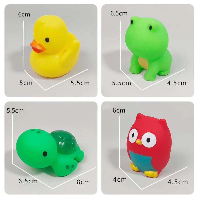 2023 custom cheap bulk baby animal ducks rubber bath toy with mesh bag small mini giant frog kids children logo spray water set
