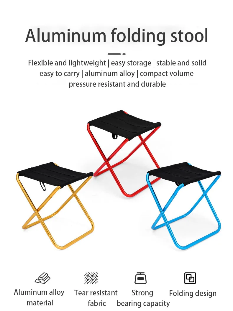 Portable Steel Outdoor Furniture Chair Fordable Portable Picnic Travel Camping Mini Folding Stool For Beach Fishing