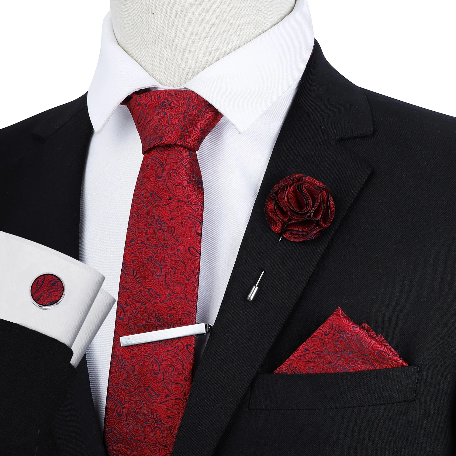 Classic Formal Styles Red Necktie Business Suit Matching Polyester Mens Tie Stripe Tie Gift