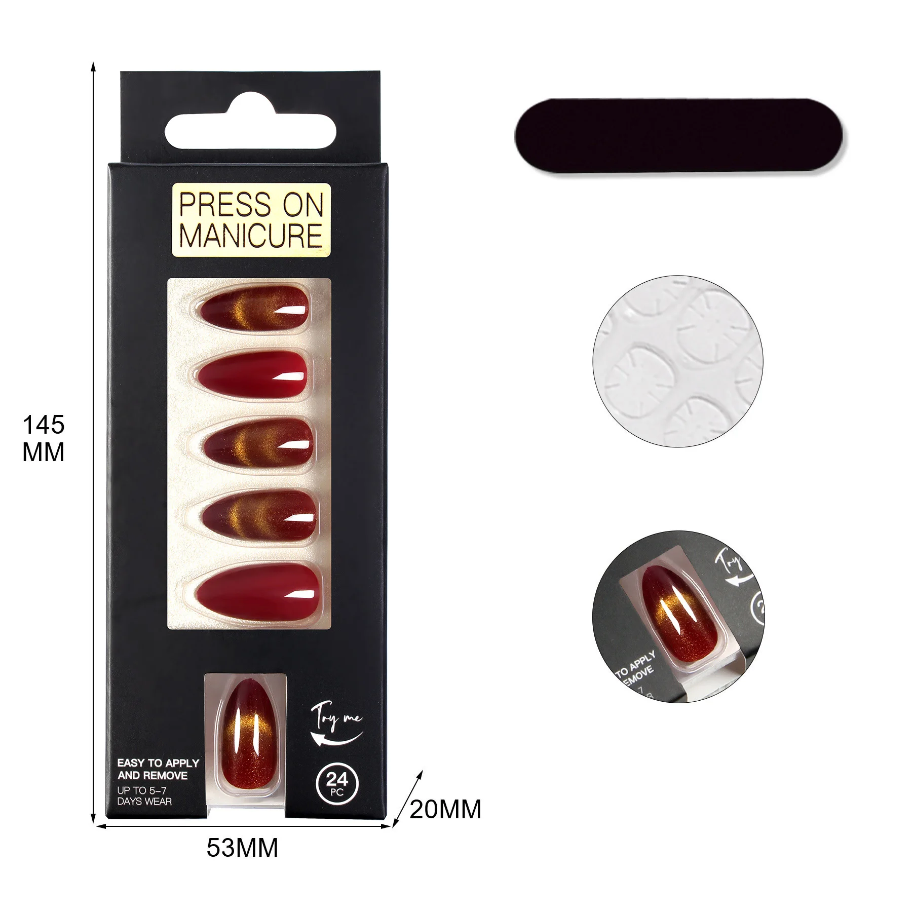 Wholesale High Quality Short Soft Gel Red Cat Eye Halloween Hand Made Press On NailsAcrylic Luxury Fake Nails